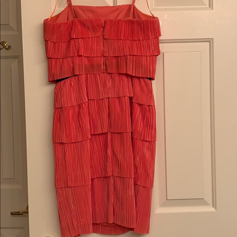 Coral Colored Ruffle Dress - Picture 3 of 4